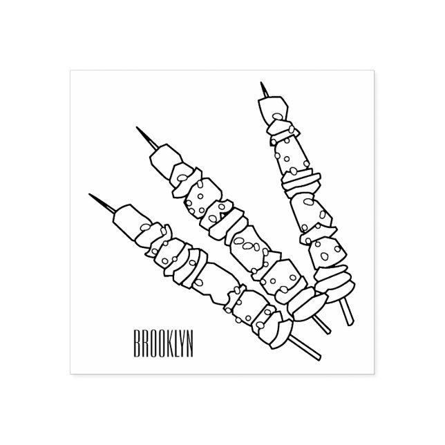 Kebab or kabob cartoon illustration rubber stamp (Imprint)