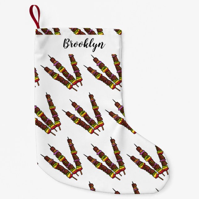Kebab or kabob cartoon illustration small christmas stocking (Front)