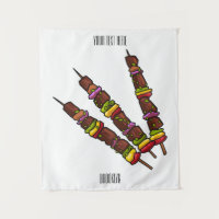 Kebab or kabob cartoon illustration