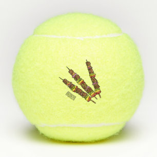 Kebab or kabob cartoon illustration tennis balls