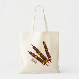 Kebab or kabob cartoon illustration tote bag