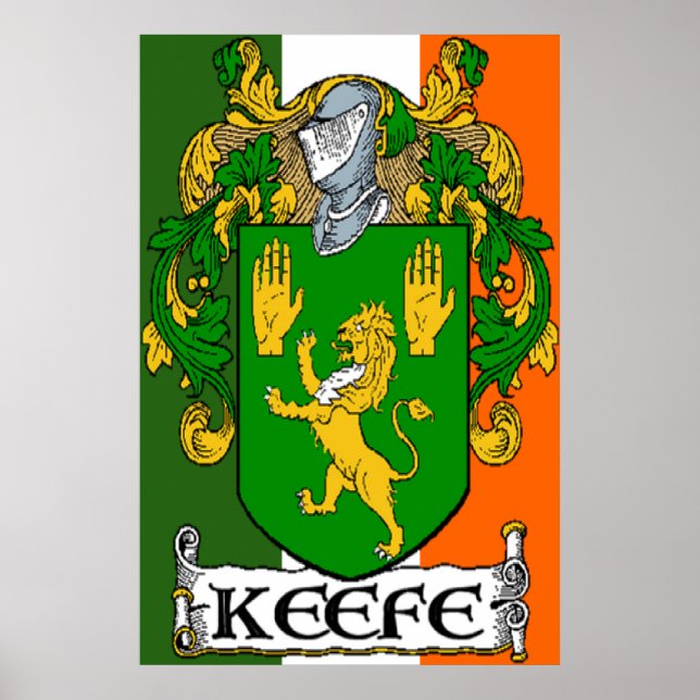 Keefe Coat of Arms Irish Flag Print (Front)