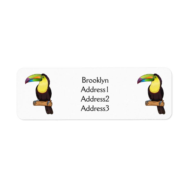Keel-billed toucan bird cartoon illustration  (Front)