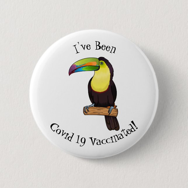 Keel-billed toucan bird cartoon illustration  6 cm round badge (Front)