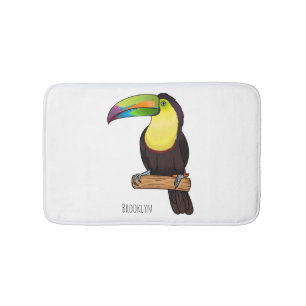 Keel-billed toucan bird cartoon illustration bath mat