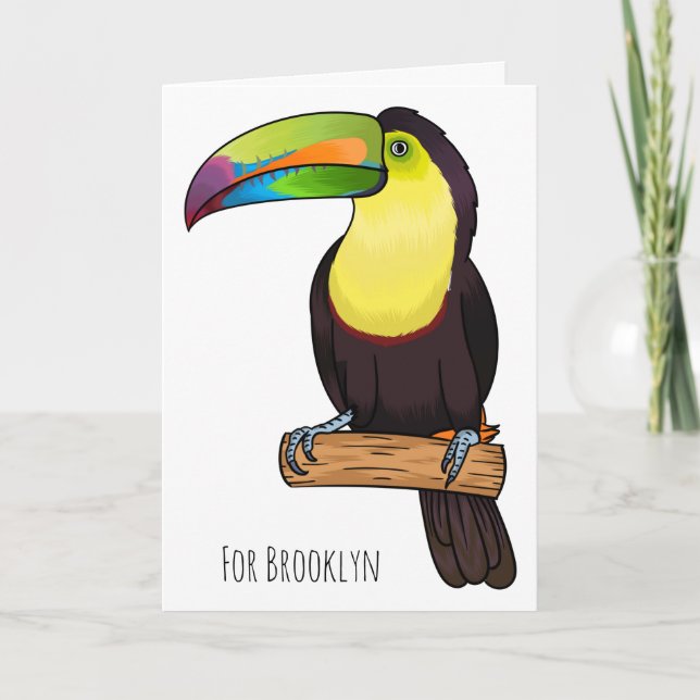Keel-billed toucan bird cartoon illustration card (Front)