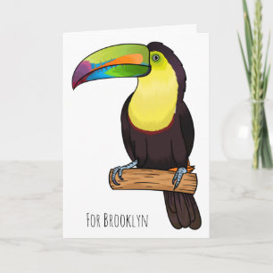 Keel-billed toucan bird cartoon illustration card
