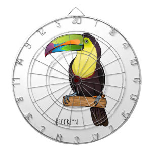 Keel-billed toucan bird cartoon illustration dartboard