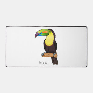 Keel-billed toucan bird cartoon illustration desk mat