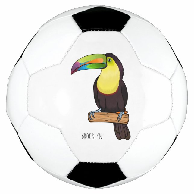 Keel-billed toucan bird cartoon illustration  football (Front)