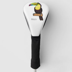 Keel-billed toucan bird cartoon illustration golf head cover