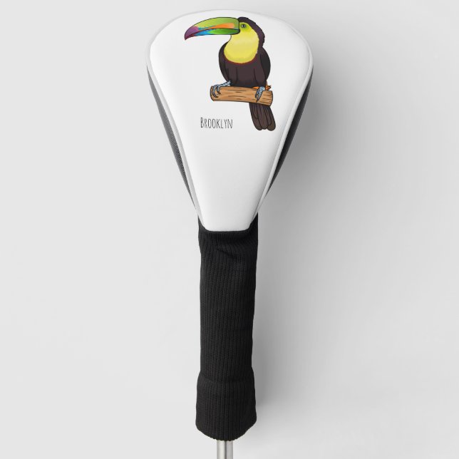 Keel-billed toucan bird cartoon illustration  golf head cover (Front)