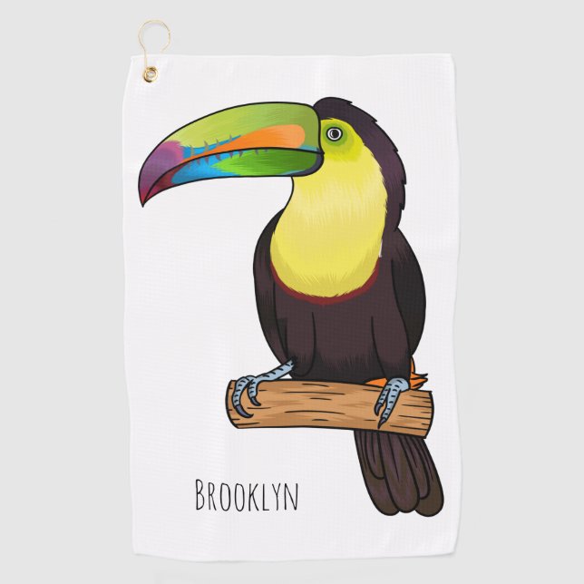 Keel-billed toucan bird cartoon illustration  golf towel (Front)