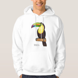 Keel-billed toucan bird cartoon illustration hoodie