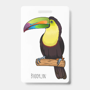 Keel-billed toucan bird cartoon illustration   ID badge