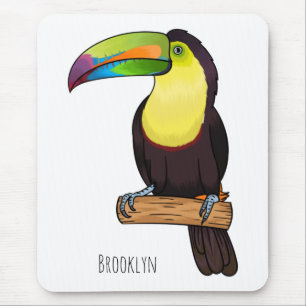 Keel-billed toucan bird cartoon illustration mouse mat