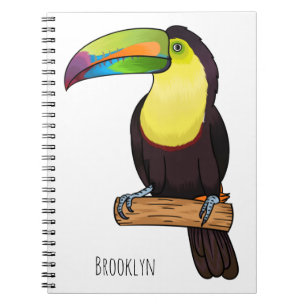 Keel-billed toucan bird cartoon illustration notebook