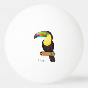 Keel-billed toucan bird cartoon illustration  ping pong ball