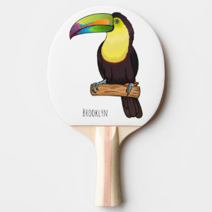 Keel-billed toucan bird cartoon illustration  ping pong paddle