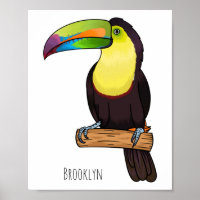 Keel-billed toucan bird cartoon illustration