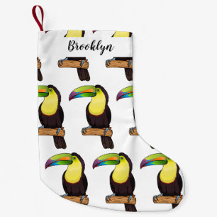 Keel-billed toucan bird cartoon illustration small christmas stocking