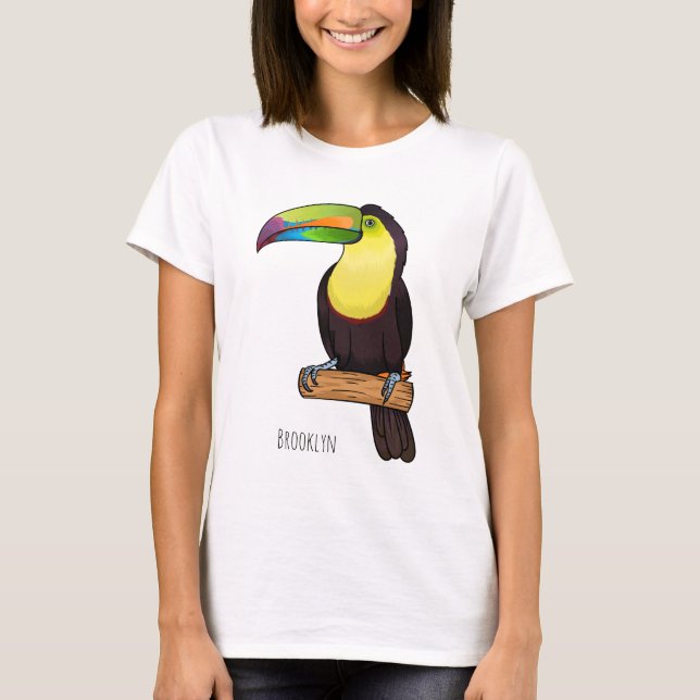 Keel-billed toucan bird cartoon illustration T-Shirt (Front)