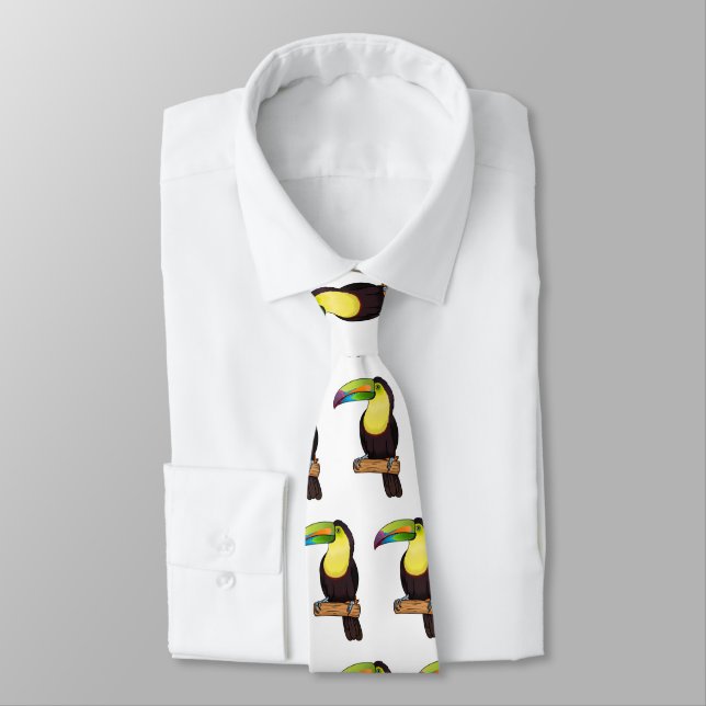 Keel-billed toucan bird cartoon illustration  tie (Tied)