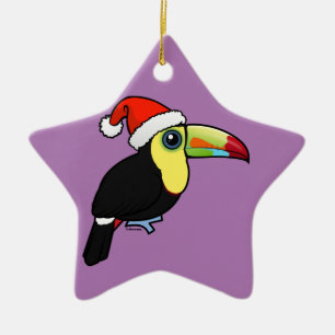 Keel-billed Toucan Santa Ceramic Tree Decoration