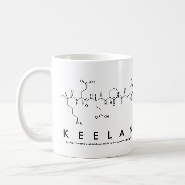 Keelan peptide name mug (Left)