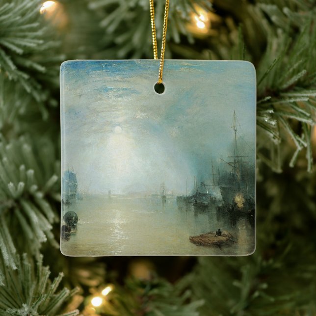 Keelmen Heaving Coals, Moonlight by Joseph Turner Ceramic Ornament (Tree)
