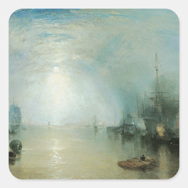 Keelmen Heaving Coals, Moonlight by Joseph Turner Square Sticker (Front)