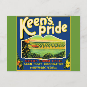 Keen's Pride  Frostproof Florida Label Postcard