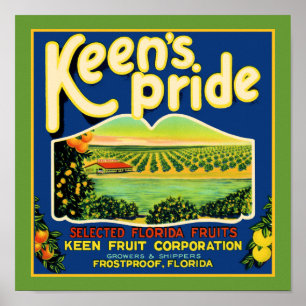 Keen's Pride  Frostproof Florida Label Poster
