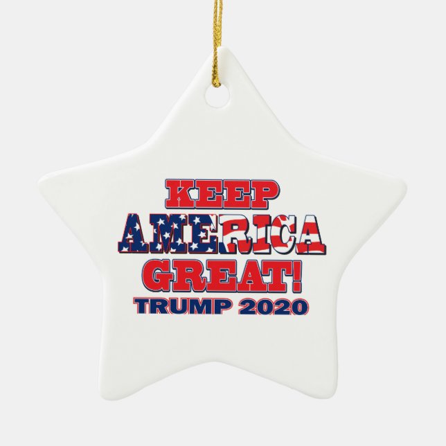 Keep America Great Trump 2020 Ceramic Tree Decoration (Front)