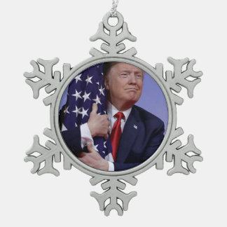 Keep America Great Trump 2020 Snowflake Pewter Christmas Ornament