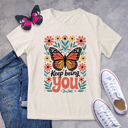 Keep Being You Butterfly T-Shirt – Retro Floral Tri-Blend Shirt