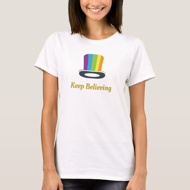 Keep Believing Rainbow Striped Top Hat Icon (Front)