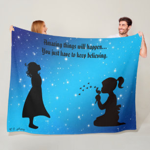 Keep Believing Starry Sky Young Girls Wishing Fleece Blanket