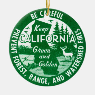Keep California Green and Golden Ceramic Tree Decoration