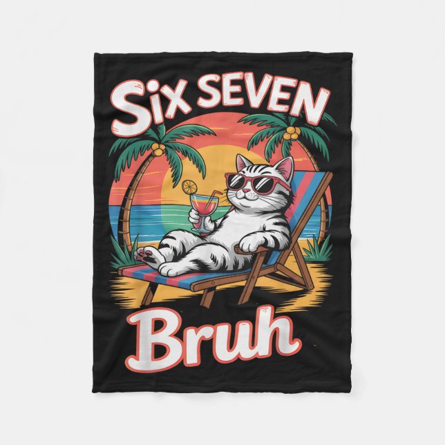 Keep Calm 67 Bruh Cat Vacation Cruise Trip Joke Ge Fleece Blanket (Front)