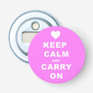 KEEP CALM AN CARRY ON Pink Bottle Opener