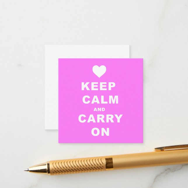 KEEP CALM AN CARRY ON Pink Enclosure Card (Front/Back In Situ)