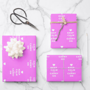 KEEP CALM AN CARRY ON Pink Wrapping Paper Sheet