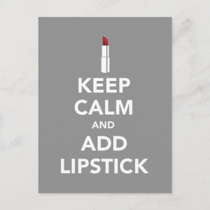 Keep calm and add lipstick postcard