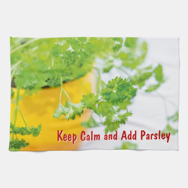 Keep Calm and Add Parsley Kitchen Herb Art Tea Towel (Horizontal)