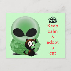 Keep calm and adopt a cat postcard