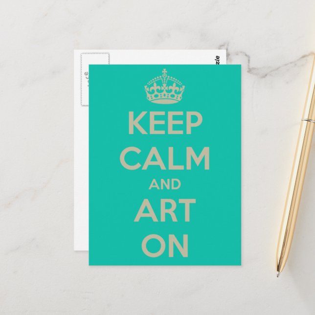 Keep Calm and Art On Postcard (Front/Back In Situ)