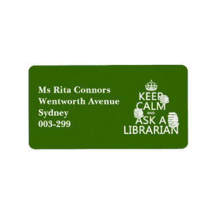 Keep Calm and Ask A Librarian (any colour) Label