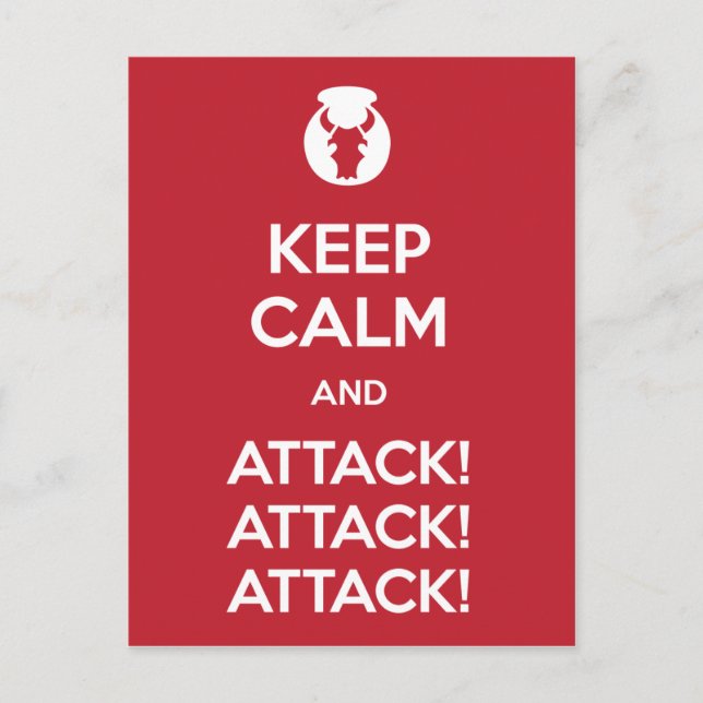Keep Calm and Attack3x postcard (Front)