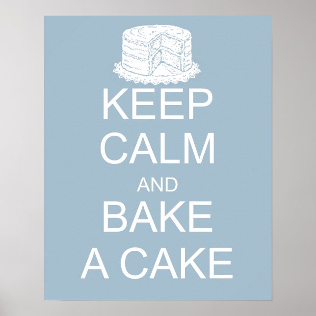 Keep calm and bake a cake on blue background print (Front)